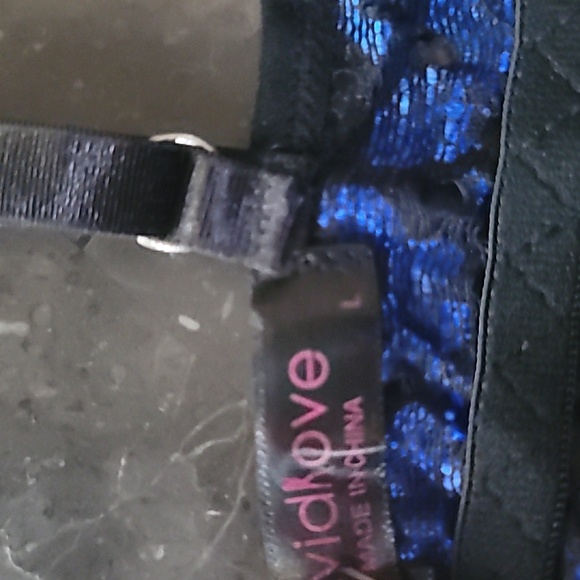 Avidlove Blue and Black 3-Piece Bra, Garter, and G-String Sexy Lace Lingerie, L - Picture 12 of 15